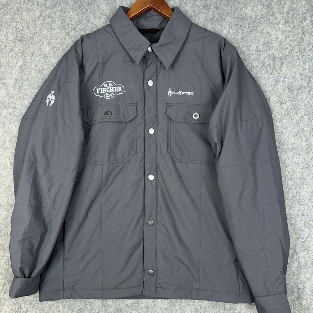Kryptek Bushcraft Quilted Jacket Mens XL Gray Outdoors Snap Pockets Lined Nylon